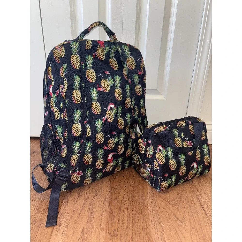 Vera Bradley Toucan Party Large Backpack With Lunch Pack Nylon Approx 19x13x8